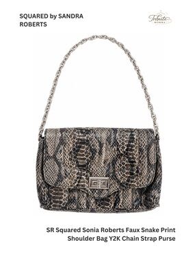 SR Squared Sonia Roberts Faux Snake Print Shoulder Bag Y2K Chain Strap Purse